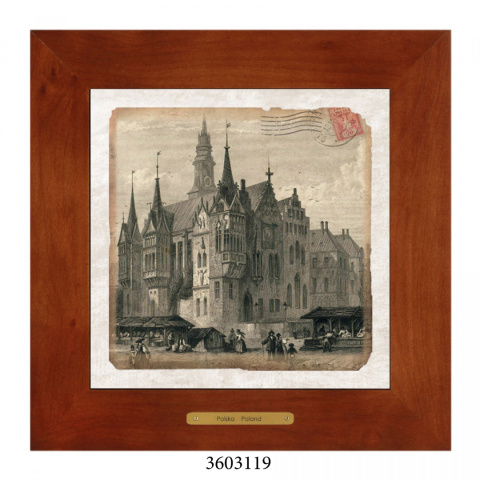 Obrazek Ceramiczny Wrocław 28x28 cm w Drewnianej Ramce Obrazek Ceramiczny Wrocław 28x28 cm w Drewnianej Ramce