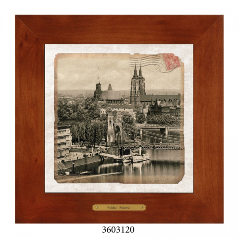 Obrazek Ceramiczny Wrocław 28x28 cm w Drewnianej Ramce Obrazek Ceramiczny Wrocław 28x28 cm w Drewnianej Ramce