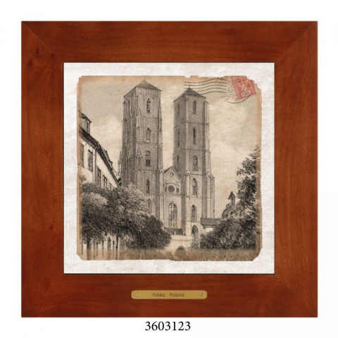 Obrazek Ceramiczny Wrocław 28x28 cm w Drewnianej Ramce Obrazek Ceramiczny Wrocław 28x28 cm w Drewnianej Ramce