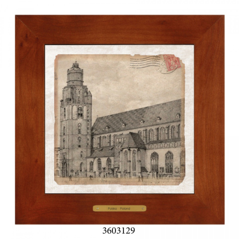 Obrazek Ceramiczny Wrocław 28x28 cm w Drewnianej Ramce Obrazek Ceramiczny Wrocław 28x28 cm w Drewnianej Ramce