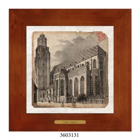 Obrazek Ceramiczny Wrocław 28x28 cm w Drewnianej Ramce Obrazek Ceramiczny Wrocław 28x28 cm w Drewnianej Ramce