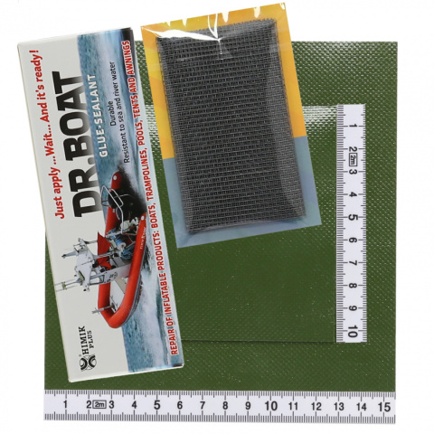 Repair Kit Dr. Boat + PVC patch + Reinforcing mesh + Glue box Repair Kit Dr. Boat + PVC patch + Reinforcing mesh + Glue box