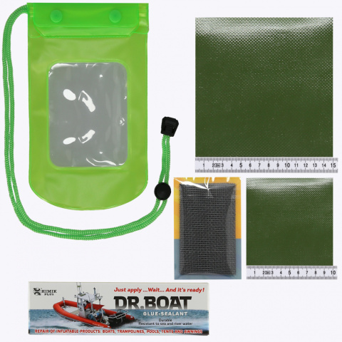 Repair Kit Dr. Boat + PVC patch + Reinforcing mesh + Glue box Repair Kit Dr. Boat + PVC patch + Reinforcing mesh + Glue box
