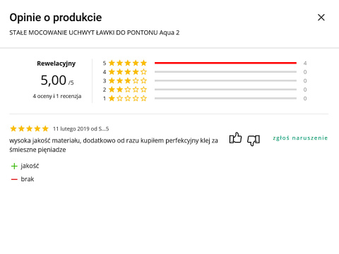 Stałe mocowanie ławki do pontonu Szare Stałe mocowanie ławki do pontonu Szare